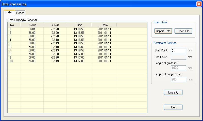 直線度測(cè)量數(shù)據(jù)分析軟件包